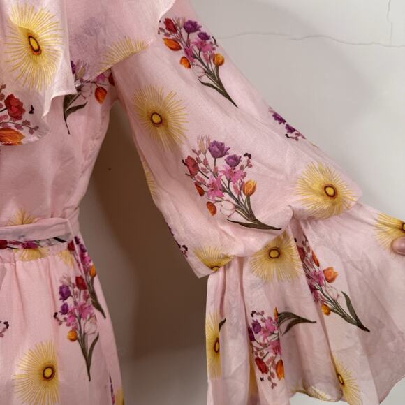 Borgo de Nor Pink Floral Ruffle Cotton Voile LouLou Dress Size US 6 NWT Romantic - Picture 4 of 12